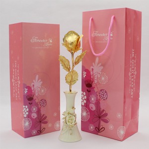 24K 금장미(반개형) 꽃병 선물세트 시어머니선물