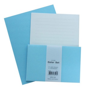 칼라편지지 봉투세트 /편지지8장 + 봉투4장(파란색상)