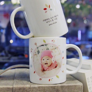 포토 머그컵 - 귀여운 꽃장식 / 아기,어린이,돌잔치,유치원,어린이집